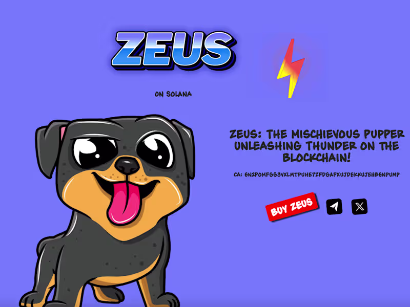 Cover image for Zeus On Sol Memecoin Website