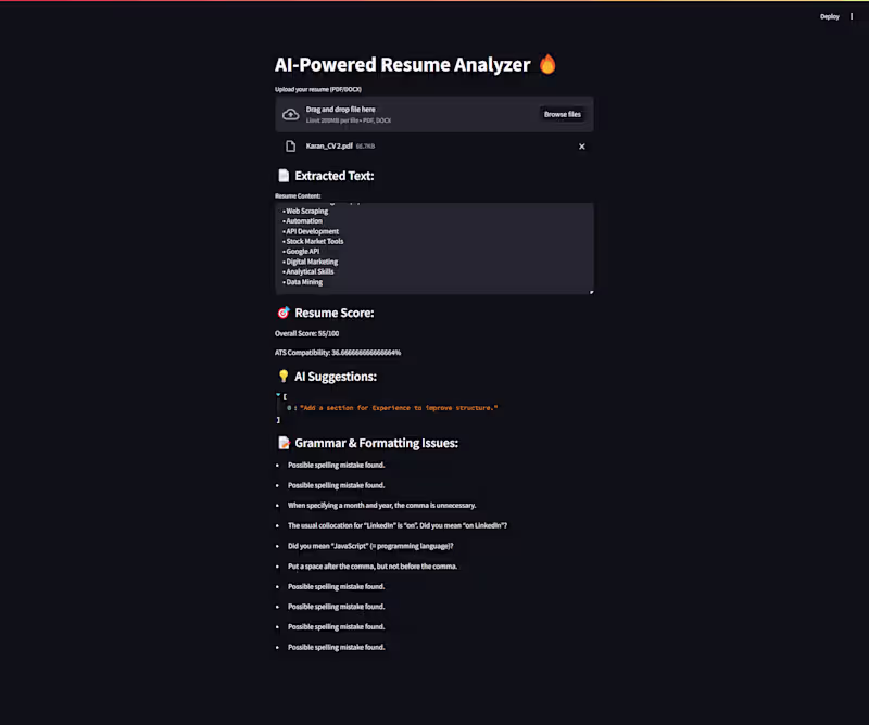 Cover image for AI-Powered Resume Analyser Development