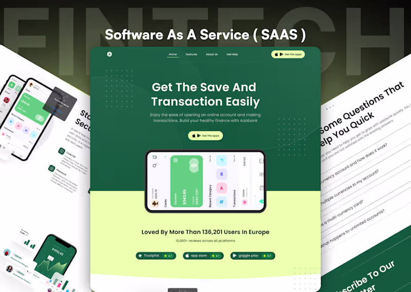 Cover image for SAAS Mobile App Website Landing Page UI UX Figma