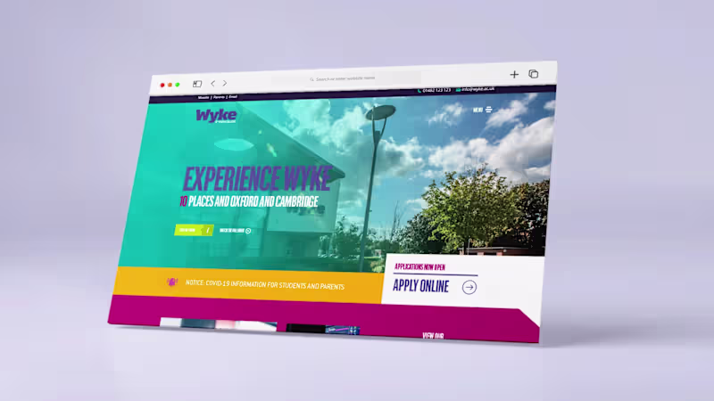 Cover image for Bold and colourful website for sixth-form college with a differ…