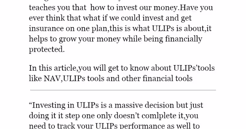 Cover image for In this article,you will get to know about ULIPs’tools like NAV…