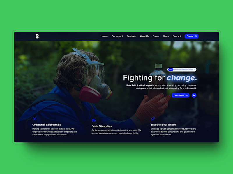 Cover image for Blue Shirt Justice — Framing Landing Page for Non-Profit