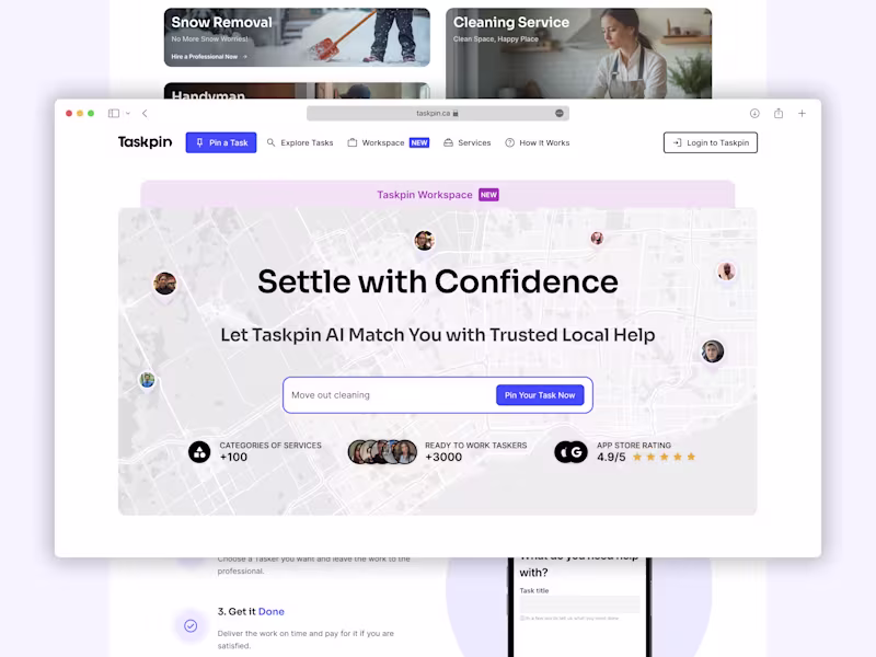 Cover image for Product Design: Taskpin New Landing, Onboarding, and Explore