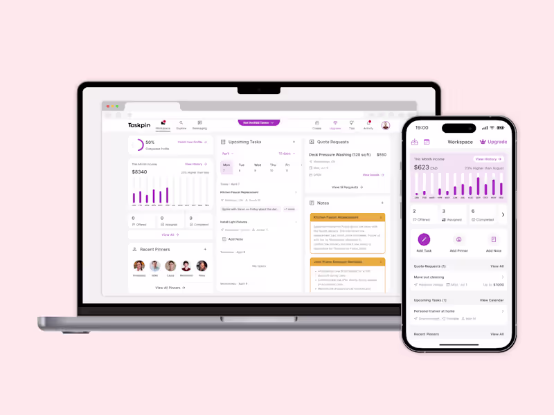 Cover image for Product Design: Taskpin SaaS and Professional Public Profile