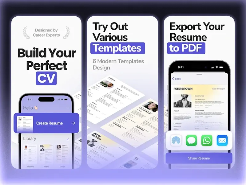 Cover image for Screenshots Design for CV Builder App