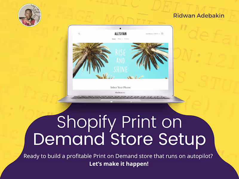 Cover image for Custom Shopify Print on Demand Store Setup for Scalable Profits