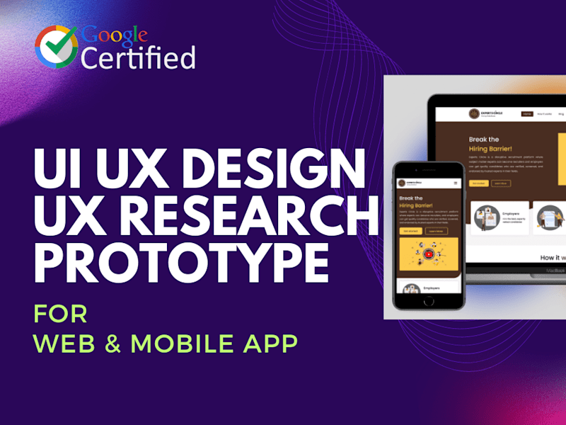 Cover image for UI UX design, UX research, prototype for web and mobile app