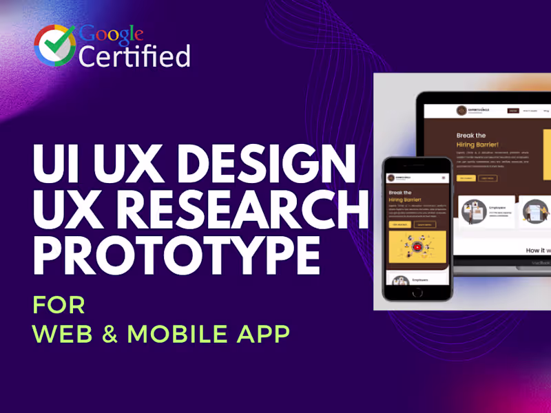 Cover image for UI UX design, UX research, prototype for web and mobile app
