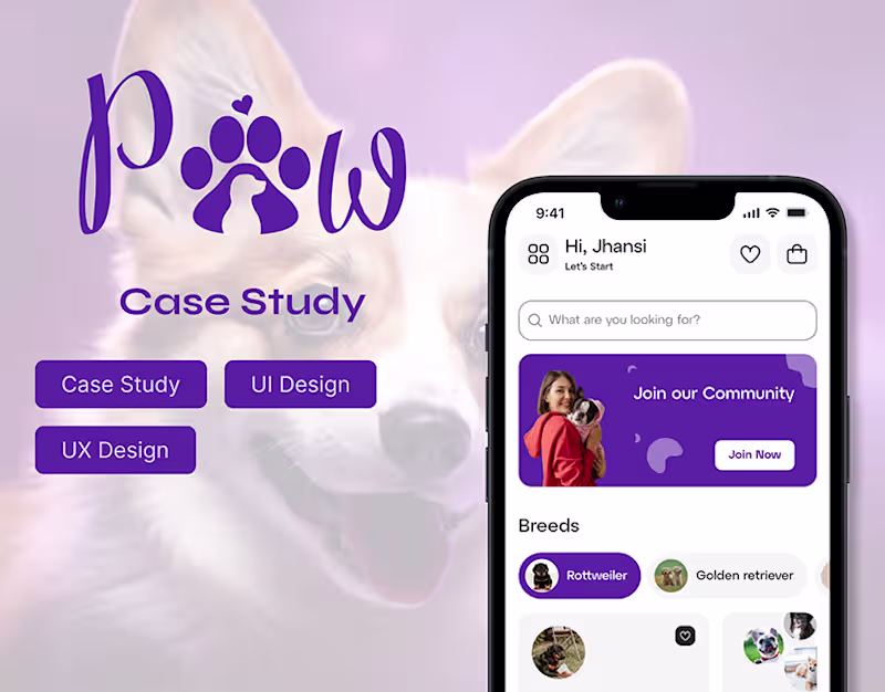 Cover image for Paw- Dog Purchase and Stray Dog adoption, Case Study, App Design
