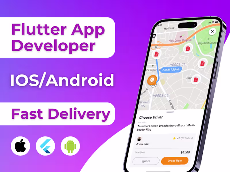 Cover image for Ride Booking Mobile App like Uber using Flutter