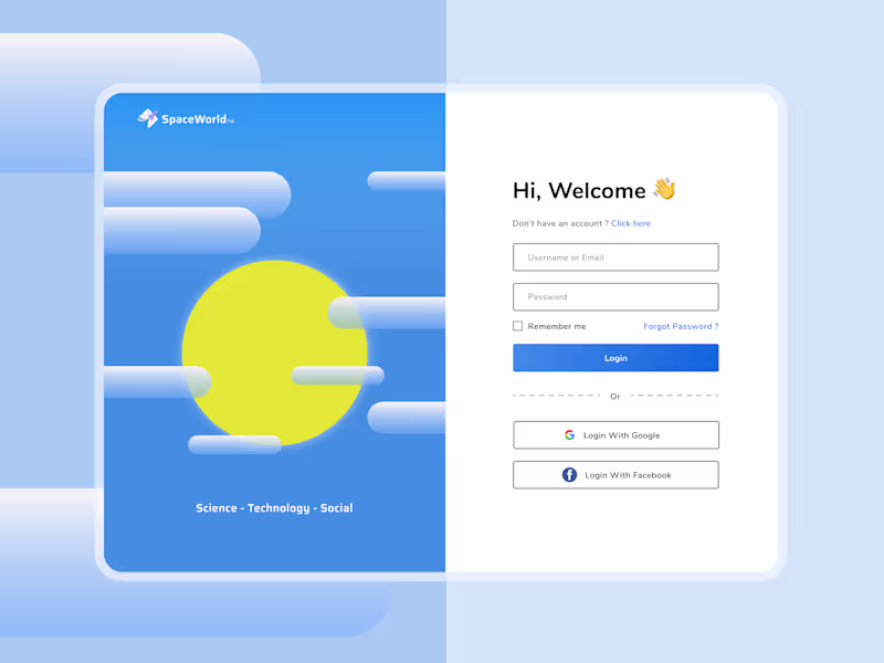 Cover image for SpaceWorld - Login Page