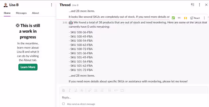 Cover image for Amazon FBA AI Assistant - Slack Purpose Self-hosted AI assis...
