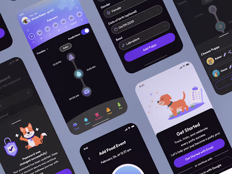 Cover image for Modern UI/UX Design for Puppy Tracker App