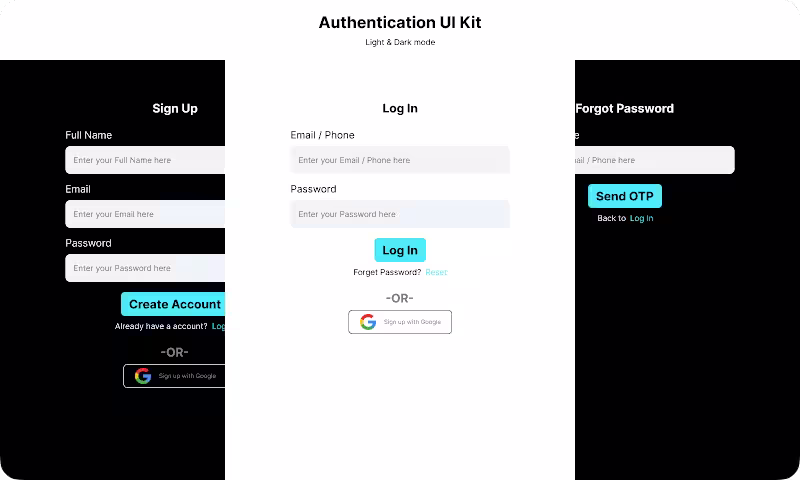 Cover image for Authentication Flow UI Design (Login, Signup, Reset)