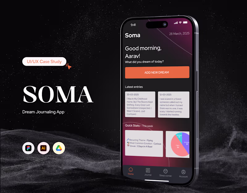 Cover image for SOMA - Dream Journal App | UI/UX Case Study