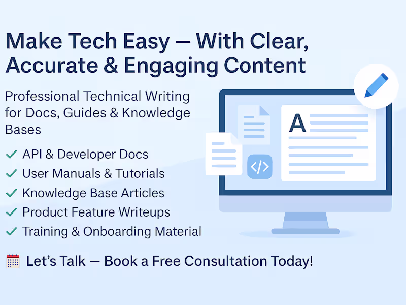 Cover image for Technical Writing for Docs, Guides & Knowledge Bases