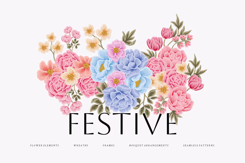 Cover image for FESTIVE - Seasonal Flower Clip Art Collection