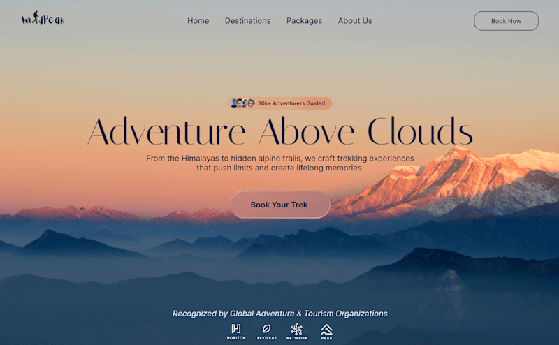Cover image for Trekking agency landing page design