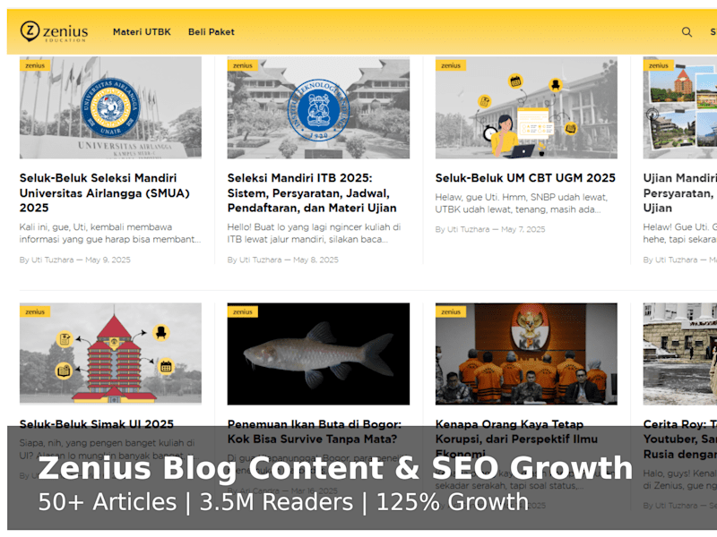 Cover image for Zenius Blog Content & SEO Growth Initiative