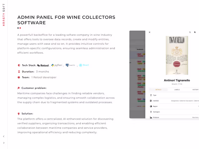 Cover image for Wine Collectors Software Admin Panel Development