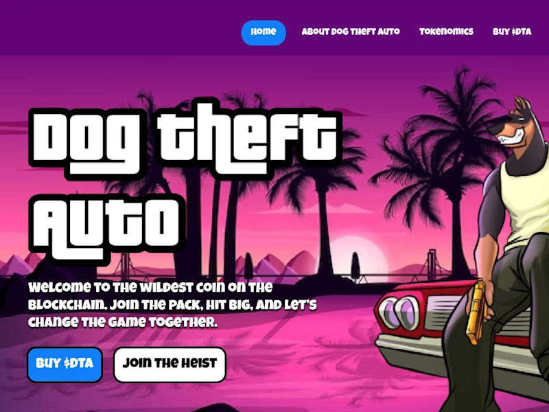 Cover image for Landing Page For a Memecoin Dog Theft Auto $DTA