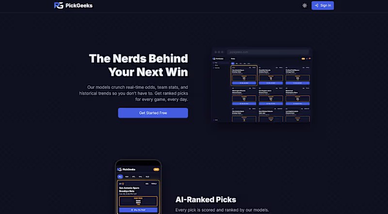 Cover image for PickGeeks — AI Sports Intelligence
