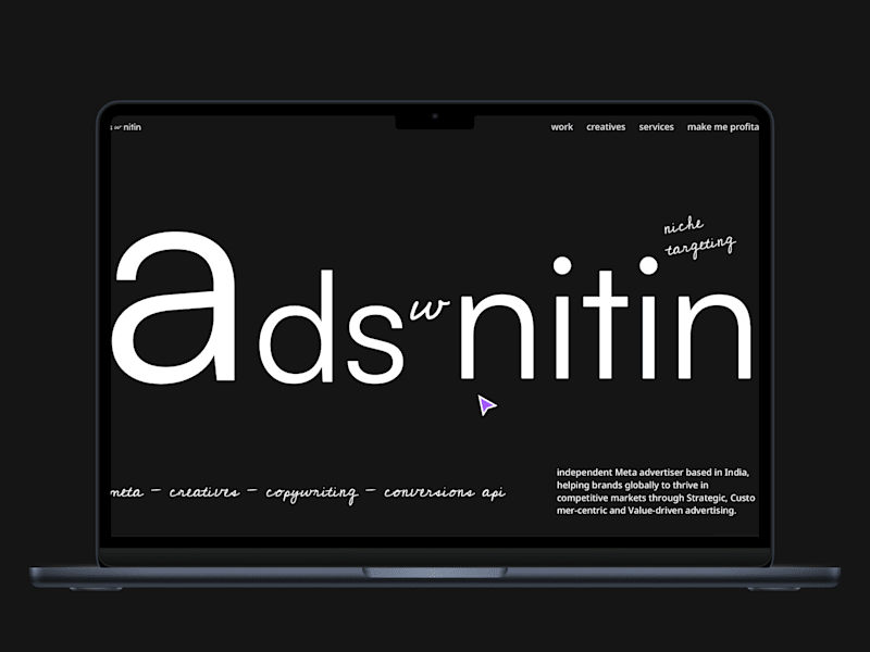 Cover image for adswithnitin.com – Minimal Framer Website