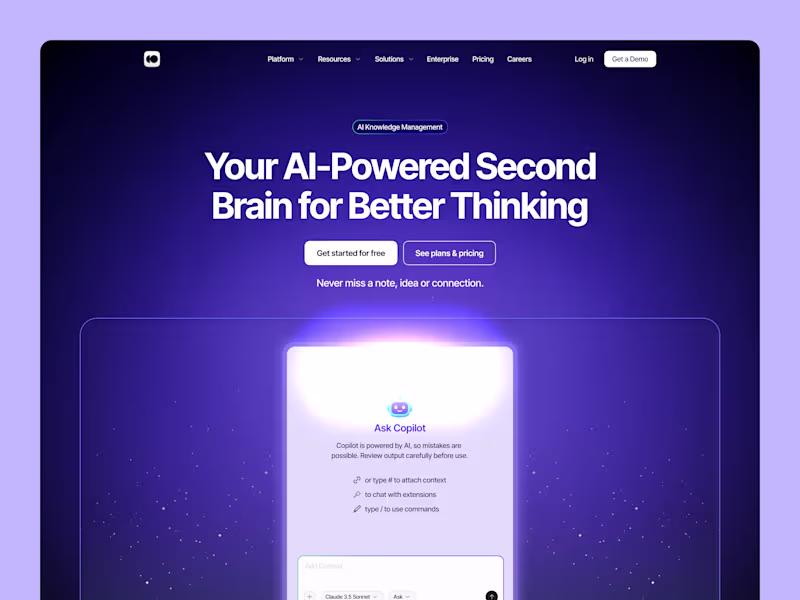 Cover image for Second Brain AI Copilot - Header The interface is designed t...