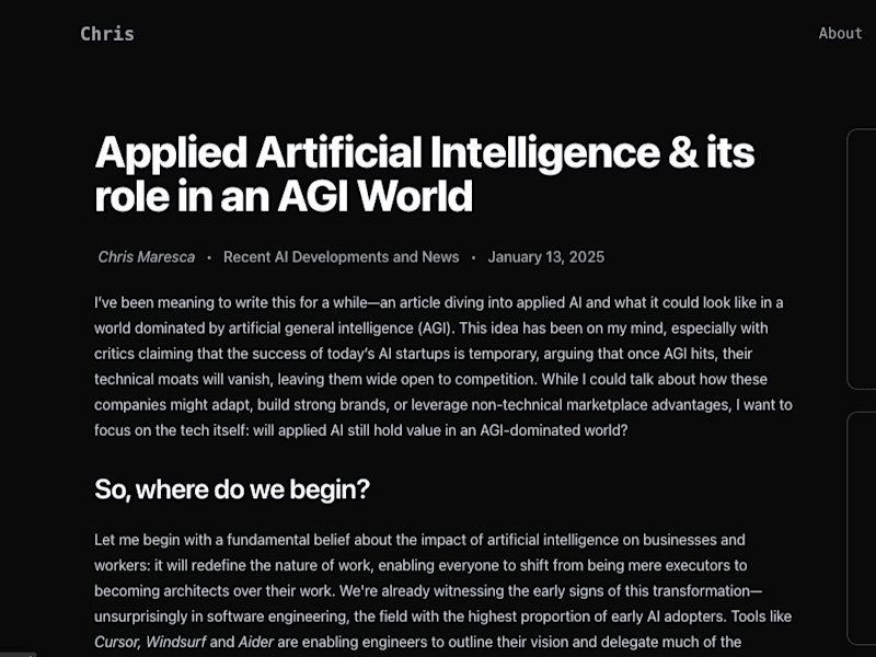 Cover image for Applied Artificial Intelligence & its role in an AGI World