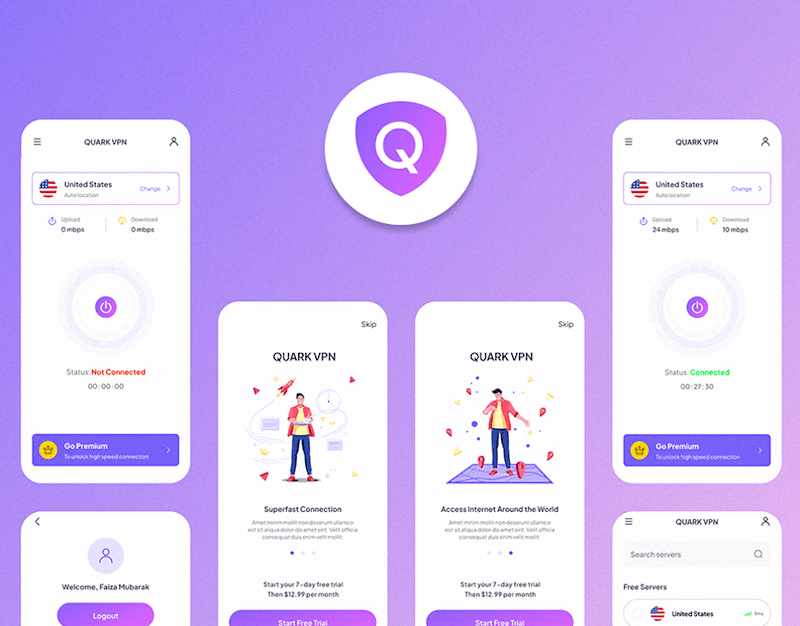 Cover image for Quark- VPN Mobile App UI/UX on Behance