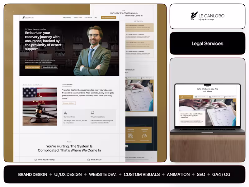 Cover image for Custom UI Design + Framer Development for Law Firm Website