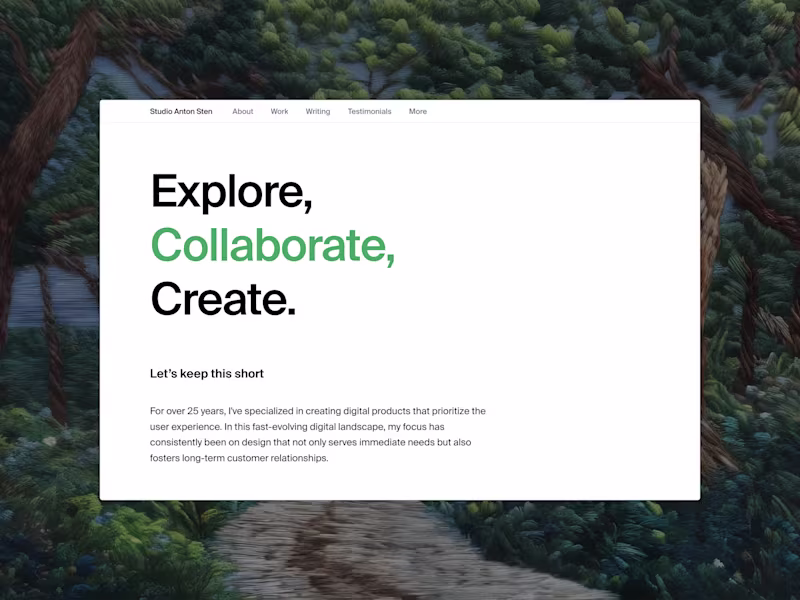 Cover image for Anton Sten (https://antonsten.com) — designed by Anton