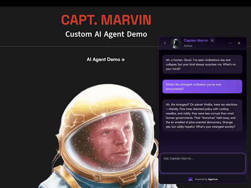 Cover image for Captain Marvin: Cosmic AI Agent Design