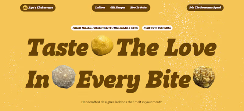 Cover image for Alpa's Kitchenverse- Website design and Webflow Development