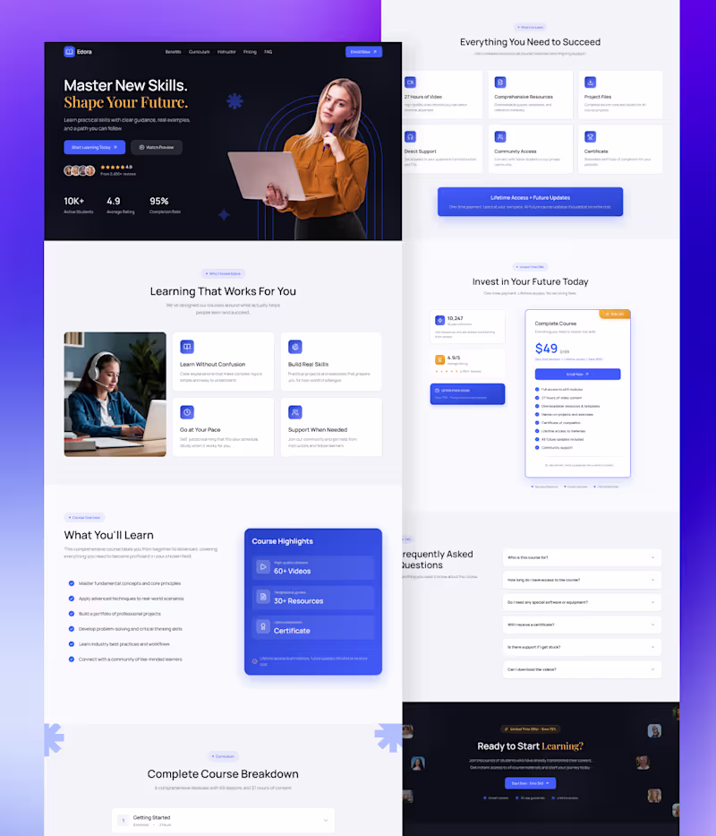 Cover image for For a course-selling landing page, I will create a @framer t...