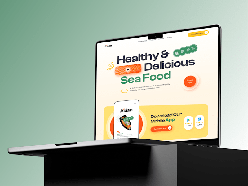 Cover image for Asian Sushi Food Website Design
