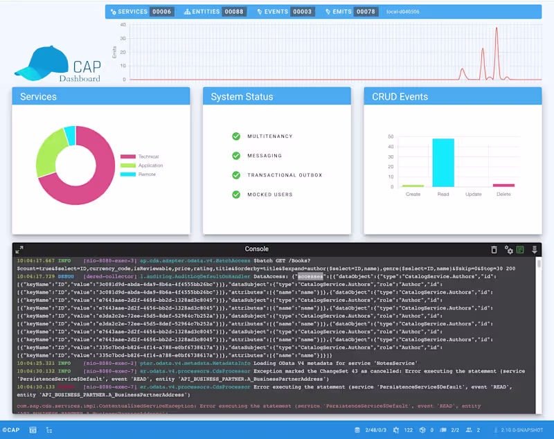 Cover image for SAP CAP - Developer Dashboard Node.js Runtime