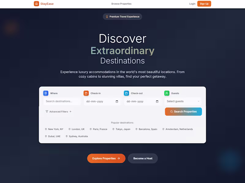 Cover image for StayEase - Find Your Perfect Stay