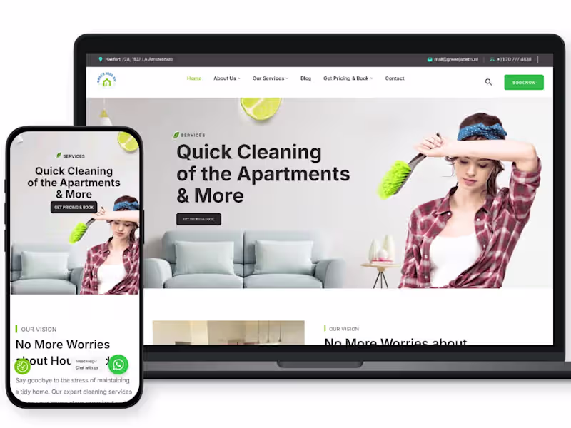 Cover image for Professional Website Development for Green Jade BV Cleaning.