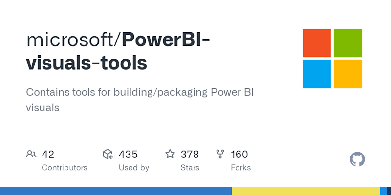 Cover image for GitHub - microsoft/PowerBI-visuals-tools: Contains tools for bu…
