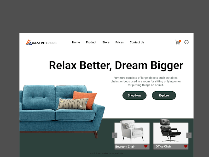 Cover image for Caza Interiors - Landing Page Design