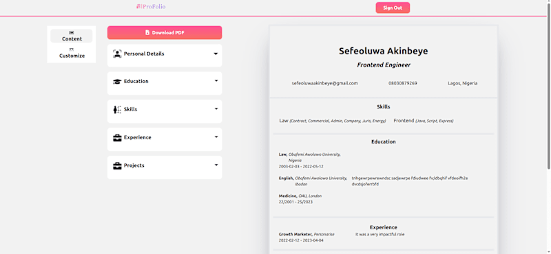 Cover image for ProFolio Resume Builder Web App Development
