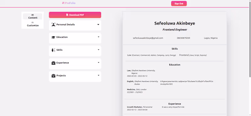 Cover image for ProFolio Resume Builder Web App Development