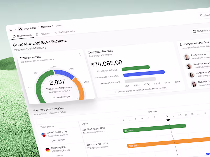 Cover image for Global Payroll Dashboard UI Design