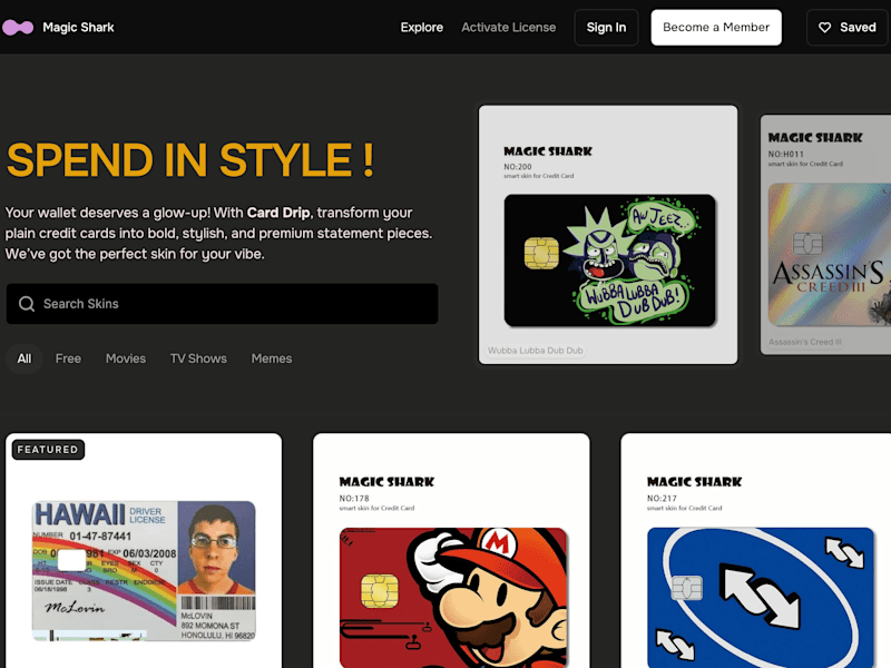 Cover image for A multi page framer website for a credit card skin company