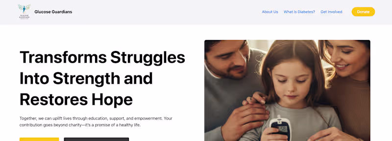 Cover image for Glucose Guardian – NGO Website for Diabetes Awareness & Support