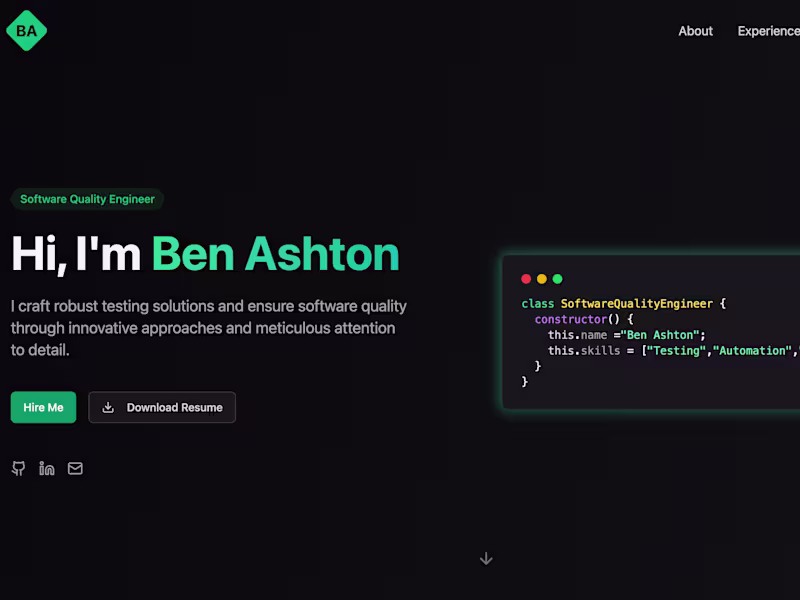 Cover image for Ben Ashton | Software Quality Engineer