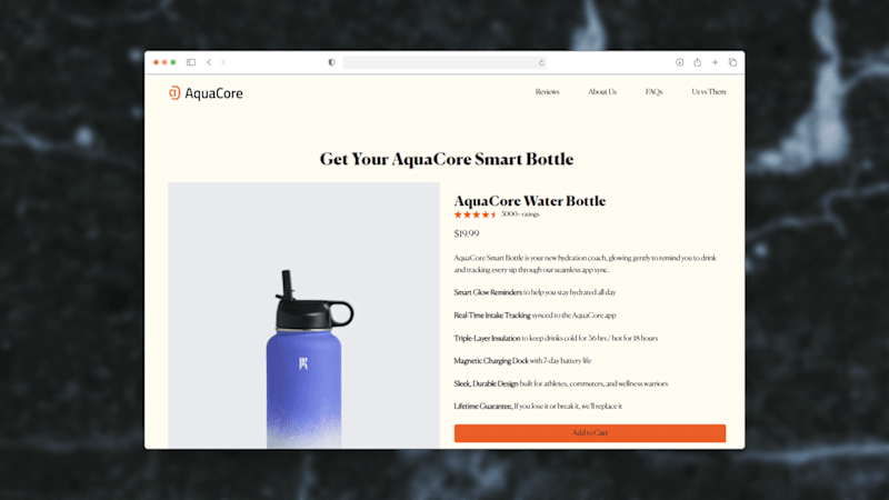 Cover image for AquaCore Product Page Design and Build in PageDeck