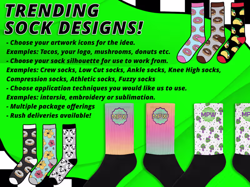 Cover image for Design from reference or make original trending sock designs