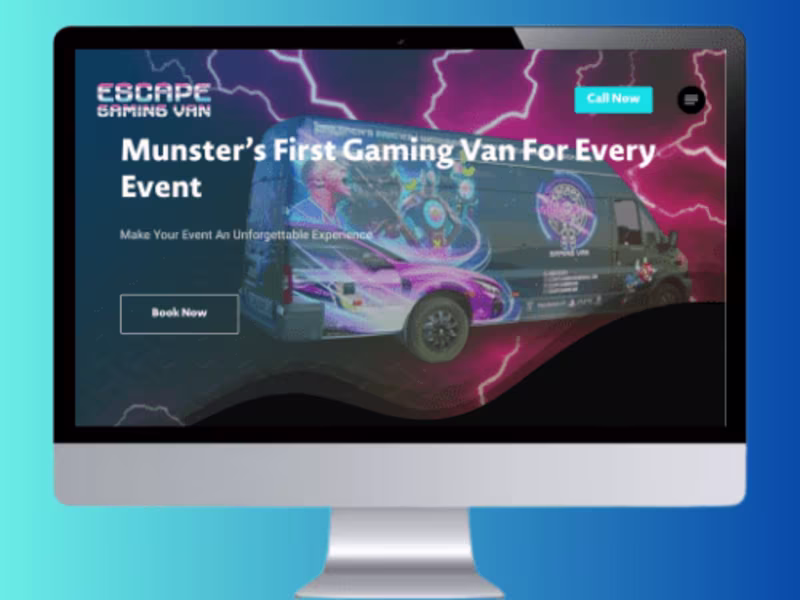 Cover image for Custom Web Design for Escape Gaming Van 
